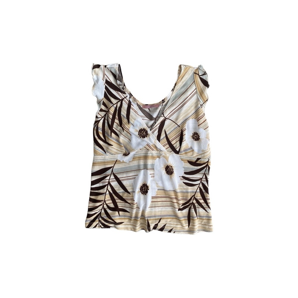 Sirens Vintage Y2K Flower Print V-neck Top Size US L